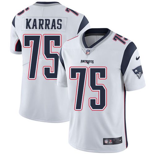 Men New England Patriots #75 Ted Karras Nike White Limited NFL Jersey